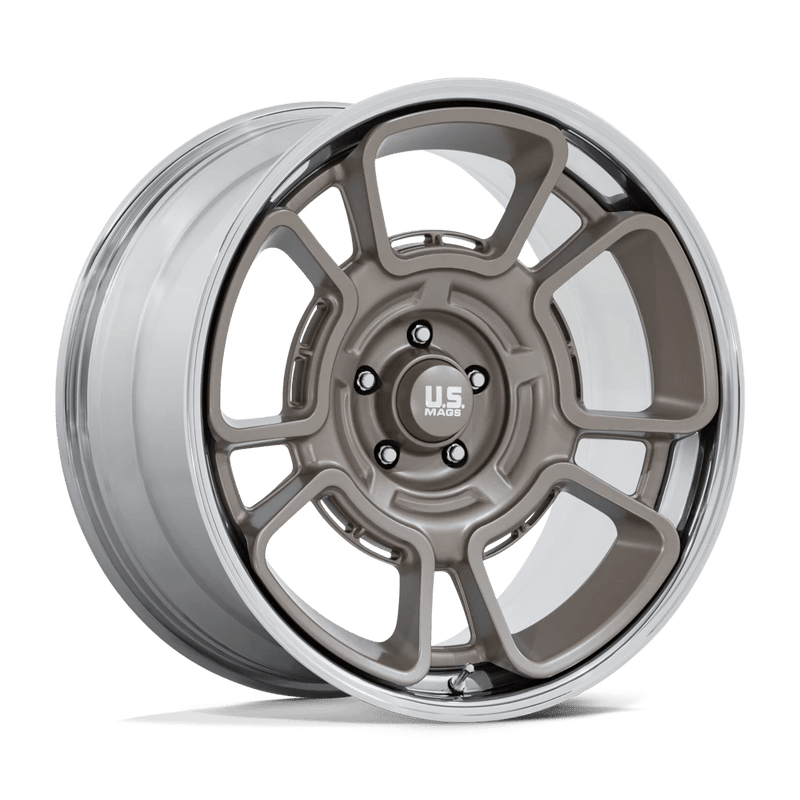 US MAG - UC147 FLAGSTAFF - Desert Sand - Pewter W/ Chrome Lip - 20" x 8.5", 1 Offset, 5x127 (Bolt pattern), 78.1mm HUB