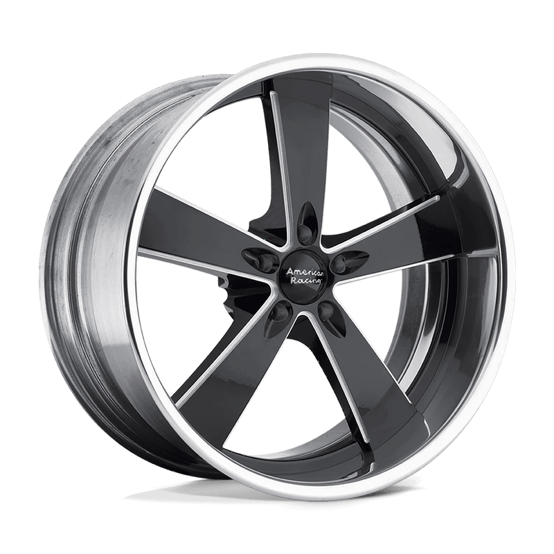 American Racing Vintage - VN472 BURNOUT - Black - Black Milled W/ Polish Barrel - 20" x 8.5", 15 Offset, 5x115 (Bolt pattern), 72.60mm HUB