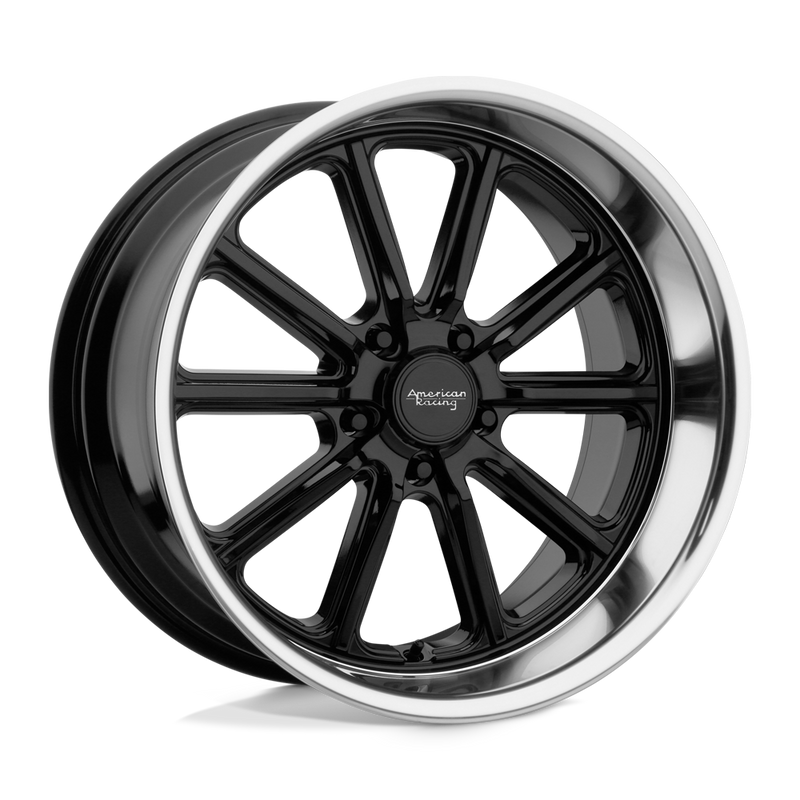 American Racing Vintage - VN507 RODDER - Black - Gloss Black Diamond Cut Lip - 20" x 8", 0 Offset, 5x114.3 (Bolt pattern), 72.56mm HUB