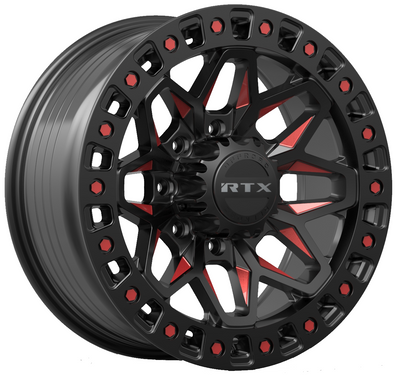 RTX Wheels - Zion - Black - Gloss Black Milled Red - 18" x 9", 20 Offset, 8x180 (Bolt pattern), 125.00mm HUB