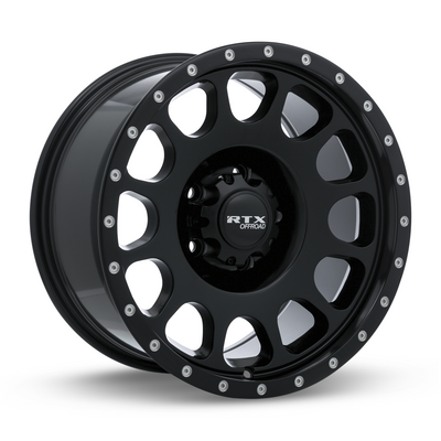 RTX Wheels - Baja - Black - Satin Black with Milled Rivets - 17" x 9", 0 Offset, 6x139.7 (Bolt Pattern), 106.1mm HUB