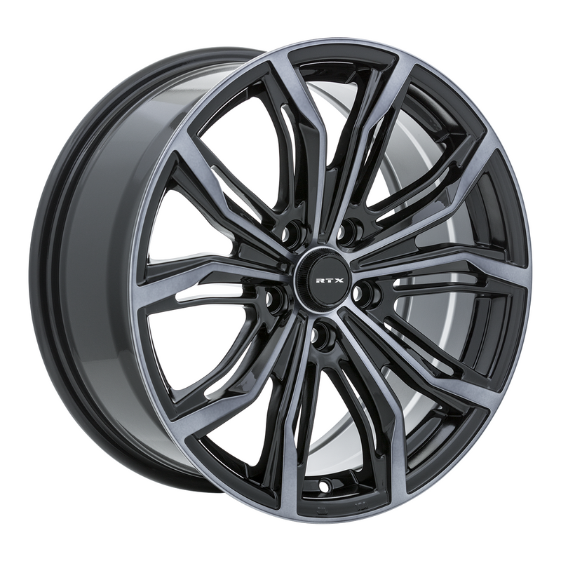 RTX Wheels - Black Widow - Black - Black Machined Grey - 20" x 9", 38 Offset, 5x114.3 (Bolt Pattern), 73.1mm HUB