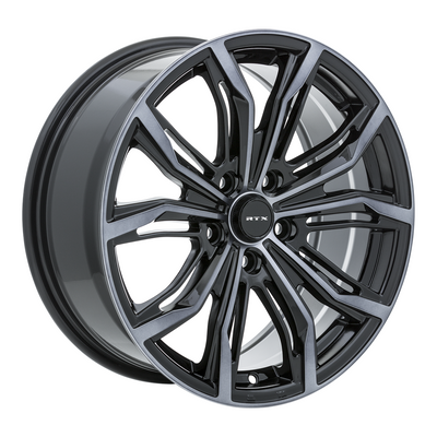 RTX Wheels - Black Widow - Black - Black Machined Grey - 18" x 8", 42 Offset, 5x114.3 (Bolt Pattern), 73.1mm HUB