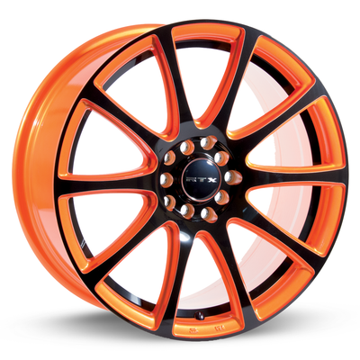 RTX Wheels - Blaze - Orange and Black - 17" x 7.5", 42 Offset, 5x100/114.3 (Bolt Pattern), 73.1mm HUB