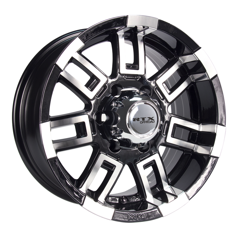 RTX Wheels - Crush - Black - Black Machined - 16" x 8", 12 Offset, 5x114.3 (Bolt Pattern), 73.1mm HUB