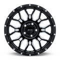 RTX Wheels - Claw - Black - GLOSS BLACK MILLED WITH RIVETS - 18" x 9", -12 Offset, 6x139.7 (Bolt Pattern), 106.1mm HUB