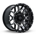 RTX Wheels - Claw - Black - Gloss Black Milled with Rivets - 18" x 9", -12 Offset, 5x139.7 (Bolt pattern), 78.1mm HUB