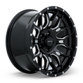 RTX Wheels - Claw - Black - Gloss Black Milled with Rivets - 20" x 10", -18 Offset, 8x170 (Bolt pattern), 125mm HUB