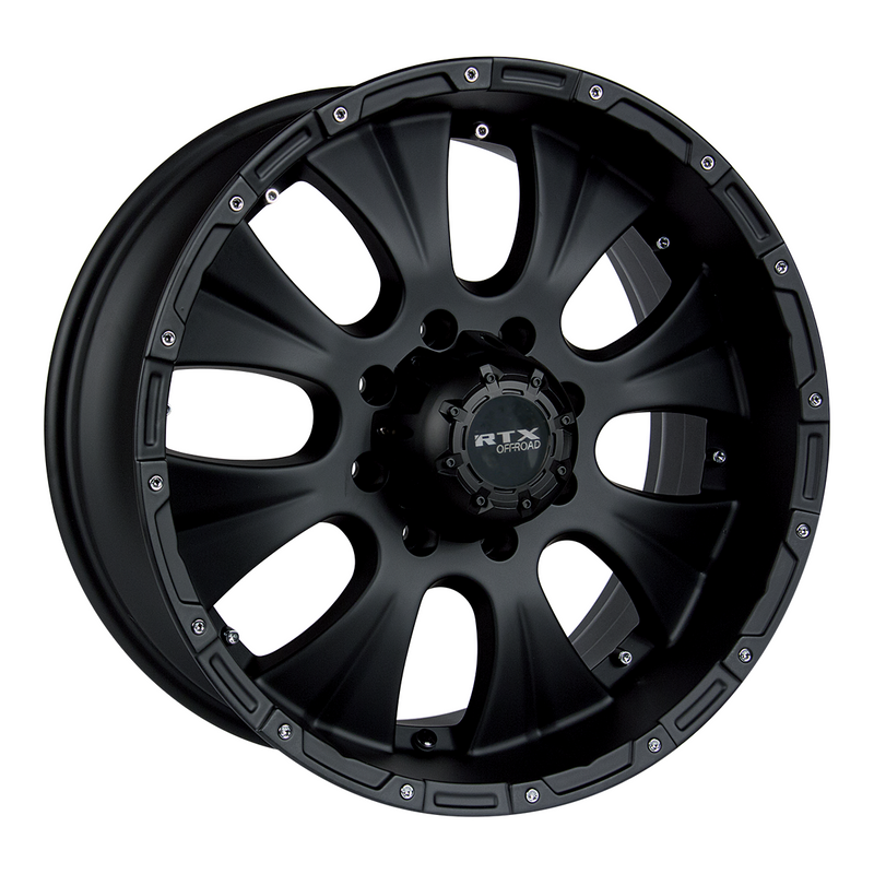 RTX Wheels - Crawler - Black - Matte Black - 17" x 8", 20 Offset, 8x165.1 (Bolt Pattern), 130mm HUB