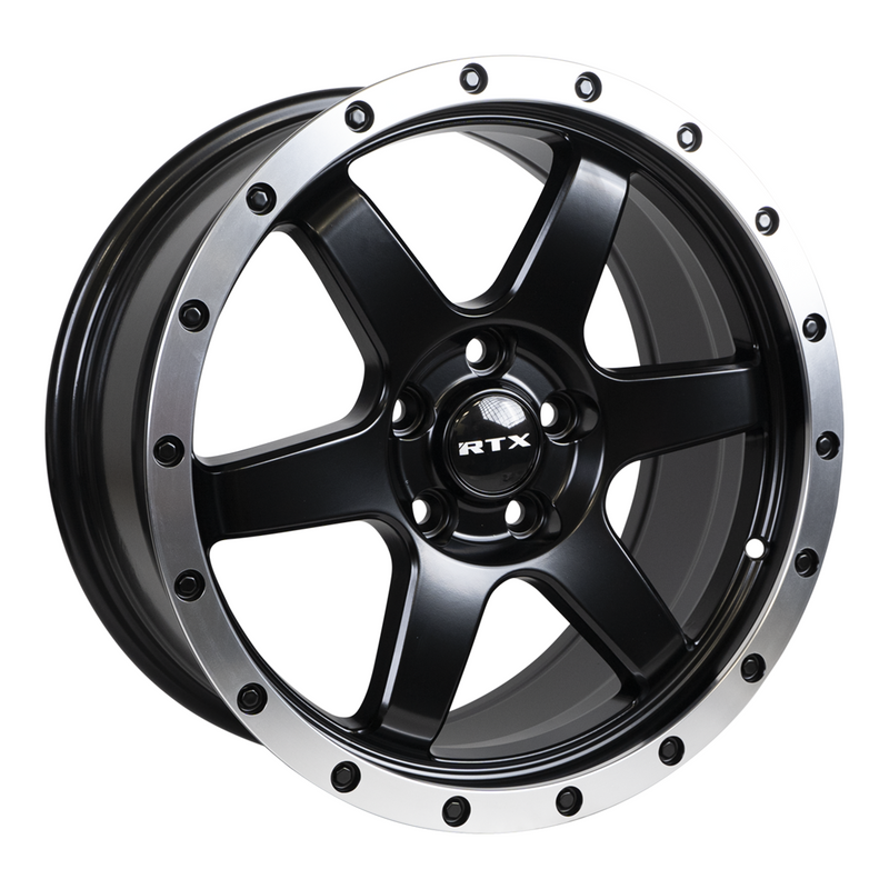 RTX Wheels - Dakar - Black - Satin Black Machined Edge Lip - 17" x 8", 35 Offset, 5x108 (Bolt Pattern), 63.4mm HUB