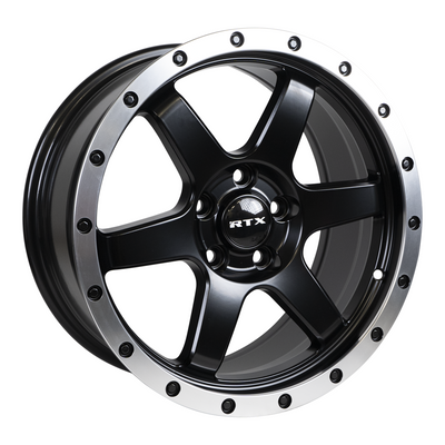 RTX Wheels - Dakar - Black - Satin Black Machined Edge Lip - 17" x 8", 35 Offset, 5x114.3 (Bolt Pattern), 73.1mm HUB