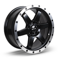 RTX Wheels - Dakar - Black - Satin Black Machined Edge Lip - 17" x 8", 35 Offset, 5x108 (Bolt Pattern), 63.4mm HUB