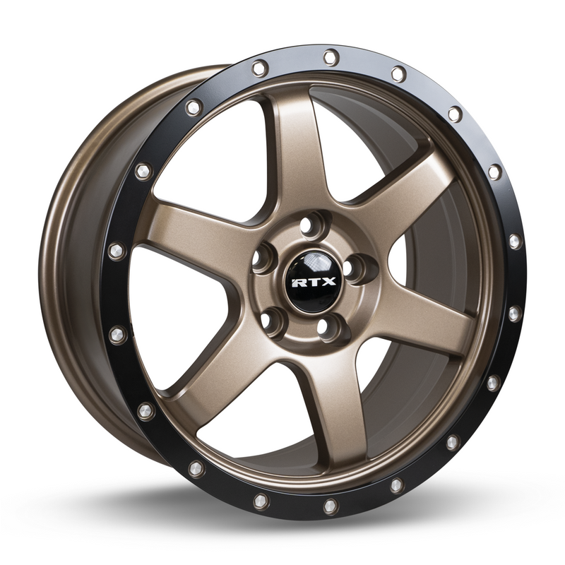 RTX Wheels - Dakar - Bronze - Satin Bronze Black Edge Lip - 17" x 8", 35 Offset, 5x108 (Bolt Pattern), 63.4mm HUB