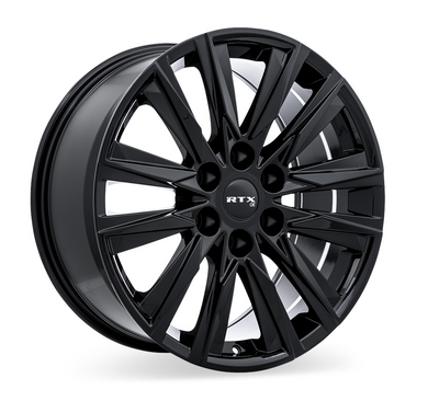 RTX Wheels - GM-01 - Black - Gloss Black - 22" x 9", 25 Offset, 6x139.7 (Bolt pattern), 78.1mm HUB