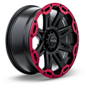 RTX Wheels - Gobi - Black - Gloss Black with Red Lip - 18" x 9", 10 Offset, 6x139.7 (Bolt Pattern), 78.1mm HUB