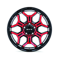 RTX Wheels - Goliath - Black - Gloss Black Machined Red Spokes - 18" x 9", 0 Offset, 6x135 (Bolt pattern), 87.1mm HUB