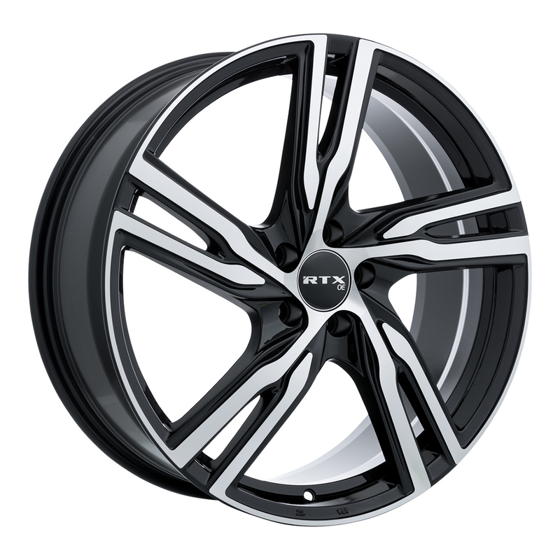 RTX Wheels - Gothenburg - Black - Gloss Black Machined - 20" x 8", 45 Offset, 5x108 (Bolt Pattern), 63.4mm HUB