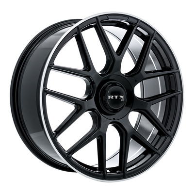RTX Wheels - Leonburg - Black - Gloss Black with Machined Edge - 20" x 8.5", 38 Offset, 5x112 (Bolt Pattern), 66.6mm HUB