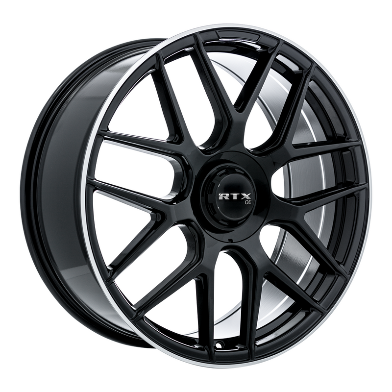 RTX Wheels - Leonburg - Black - Gloss Black with Machined Edge - 20" x 8.5", 38 Offset, 5x112 (Bolt Pattern), 66.6mm HUB