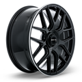 RTX Wheels - Leonburg - Black - Gloss Black with Machined Edge - 21" x 9.5", 38 Offset, 5x112 (Bolt Pattern), 66.6mm HUB