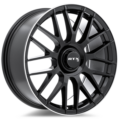 RTX Wheels - MB-01 - Black - Gloss Black with Machined Lip - 20" x 8.5", 38 Offset, 5x112 (Bolt pattern), 66.60mm HUB