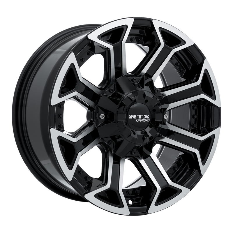 RTX Wheels - Peak - Black - Gloss Black Machined - 20" x 9", 18 Offset, 8x170 (Bolt Pattern), 125mm HUB