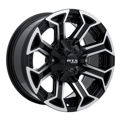 RTX Wheels - Peak - Black - Gloss Black Machined - 20" x 10", -18 Offset, 8x180 (Bolt Pattern), 87.1mm HUB