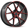 RTX Wheels - RS01 - Black - Gloss Black Machined Red - 19" x 8.5", 38 Offset, 5x114.3 (Bolt pattern), 73.10mm HUB