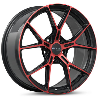 RTX Wheels - RS01 - Black - Gloss Black Machined Red - 19" x 8.5", 38 Offset, 5x114.3 (Bolt pattern), 73.10mm HUB