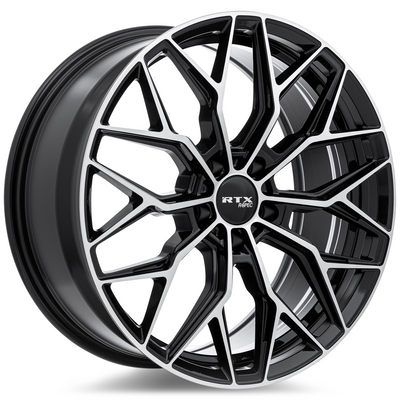 RTX Wheels - RS02 - Black - Gloss Black Machined - 20" x 8.5", 38 Offset, 5x114.3 (Bolt pattern), 67.1mm HUB