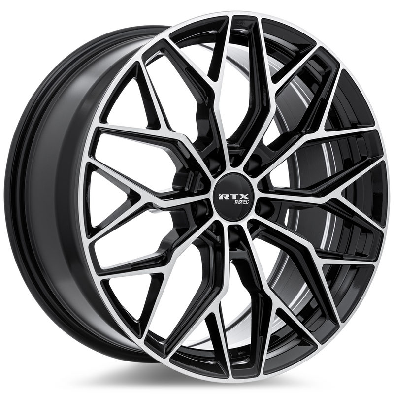 RTX Wheels - RS02 - Black - Gloss Black Machined - 20" x 8.5", 38 Offset, 5x114.3 (Bolt pattern), 67.1mm HUB