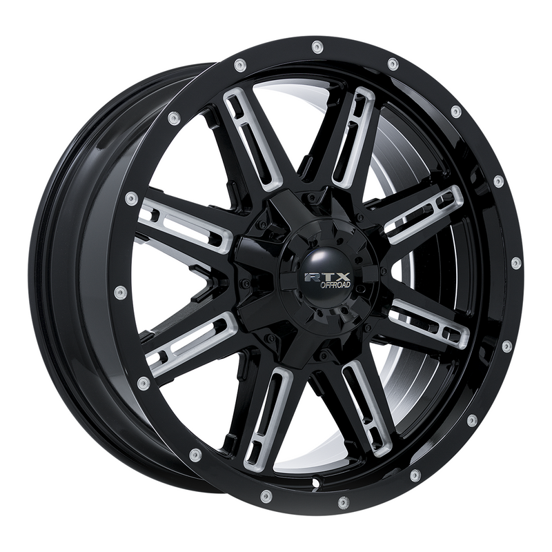 RTX Wheels - Ravine - Black - Black Milled - 20" x 9", 0 Offset, 6x139.7 (Bolt Pattern), 106.1mm HUB