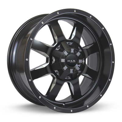 RTX Wheels - Ridgeline - Black - Satin Black Milled - 15" x 6", 0 Offset, 5x114.3 (Bolt pattern), 81mm HUB