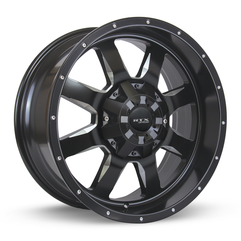 RTX Wheels - Ridgeline - Black - Satin Black Milled - 15" x 6", 0 Offset, 5x114.3 (Bolt pattern), 81mm HUB