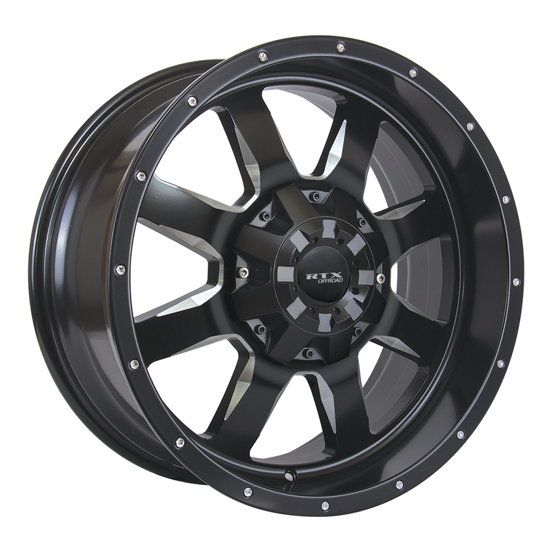 RTX Wheels - Ridgeline - Black - Satin Black Milled - 18" x 9", 15 Offset, 8x170 (Bolt Pattern), 125mm HUB