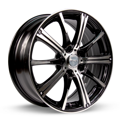 RTX Wheels - Spark - Black - Black Machined - 15" x 6", 45 Offset, 4x100 (Bolt Pattern), 73.1mm HUB