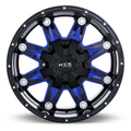 RTX Wheels - Spine - Black - Black with Milled Blue Spokes - 20" x 9", 10 Offset, 6x135/139.7 (Bolt Pattern), 87.1mm HUB