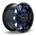 RTX Wheels - Spine - Black - Black with Milled Blue Spokes - 20" x 9", 10 Offset, 6x135/139.7 (Bolt Pattern), 87.1mm HUB