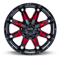 RTX Wheels - Spine - Black - Black with Milled Red Spokes - 18" x 9", 10 Offset, 6x135/139.7 (Bolt Pattern), 87.1mm HUB