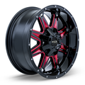 RTX Wheels - Spine - Black - Black with Milled Red Spokes - 18" x 9", 10 Offset, 6x135/139.7 (Bolt Pattern), 87.1mm HUB