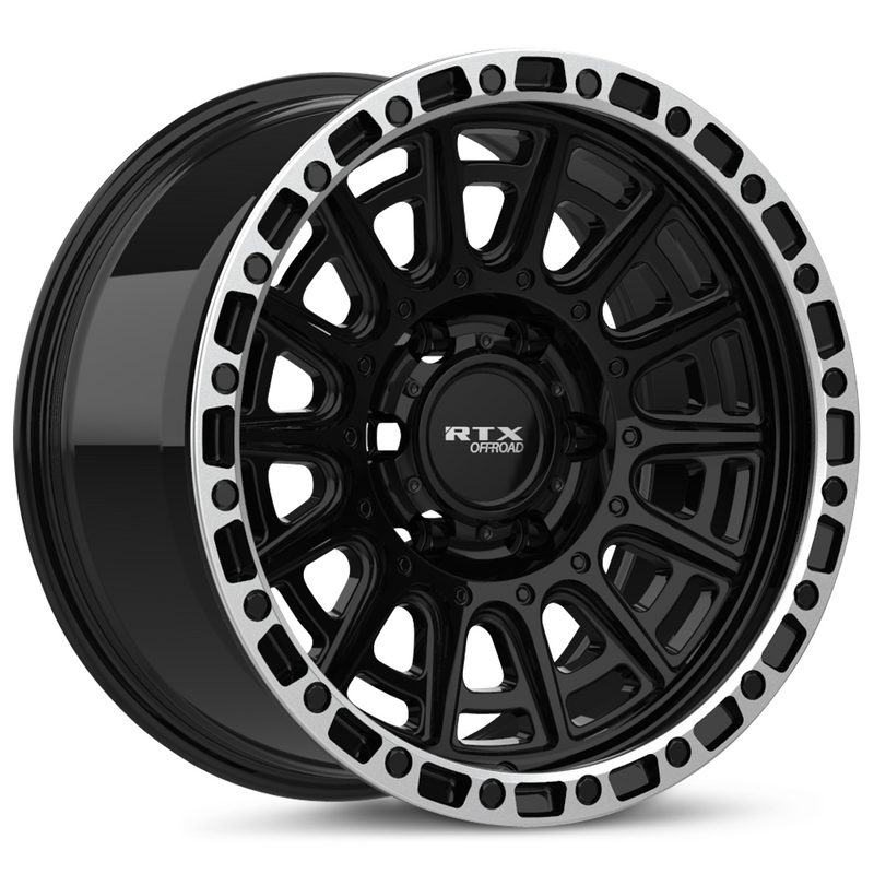 RTX Wheels - Striker - Black - Gloss Black Milled with Machined Lip - 20" x 9", 10 Offset, 6x139.7 (Bolt pattern), 106.10mm HUB
