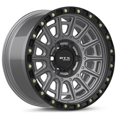 RTX Wheels - Striker - Gunmetal - Matte Gunmetal with Black Lip And Milled Rivets - 20" x 9", 10 Offset, 6x139.7 (Bolt pattern), 106.10mm HUB