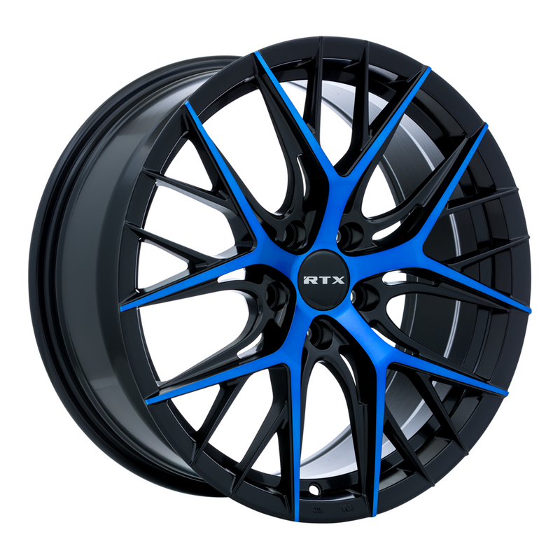 RTX Wheels - Valkyrie - Gloss Black Machined Blue - 18" x 8", 40 Offset, 5x114.3 (Bolt pattern), 73.1mm HUB