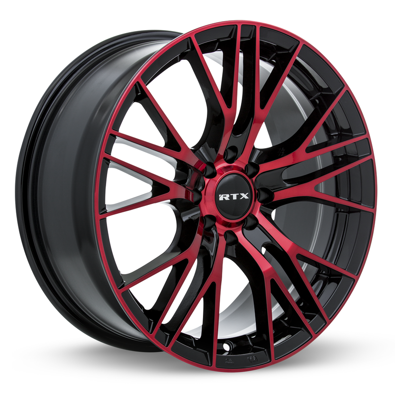 RTX Wheels - Vertex - Black - Black Machined Red - 17" x 7.5", 40 Offset, 5x114.3 (Bolt Pattern), 73.1mm HUB