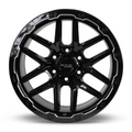 RTX Wheels - Volcano - Black - Gloss Black Milled Edge - 18" x 9.5", -10 Offset, 6x135 (Bolt Pattern), 87.1mm HUB