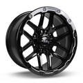 RTX Wheels - Volcano - Black - Gloss Black Milled Edge - 18" x 9.5", -10 Offset, 6x139.7 (Bolt Pattern), 106.1mm HUB