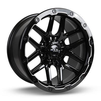 RTX Wheels - Volcano - Black - Gloss Black Milled Edge - 18" x 9.5", -10 Offset, 6x135 (Bolt Pattern), 87.1mm HUB