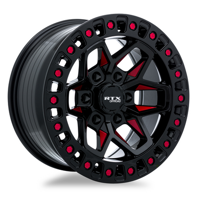 RTX Wheels - Zion - Black - Black Milled Red - 17" x 9", 0 Offset, 6x139.7 (Bolt Pattern), 106.1mm HUB