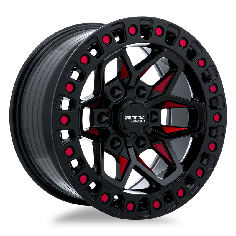 RTX Wheels - Zion - Black Milled Red - 20" x 9", -15 Offset, 5x127 (Bolt Pattern), 71.5mm HUB