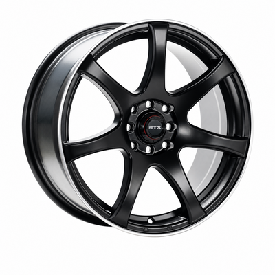RTX Wheels - Ink - Black - Satin Black Machined Lip - 17" x 7.5", 42 Offset, 4x100, 114.3 (Bolt Pattern), 73.1mm HUB